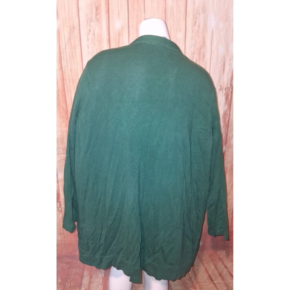 Susan Graver Green Long Sleeve Cardigan Sz 1X